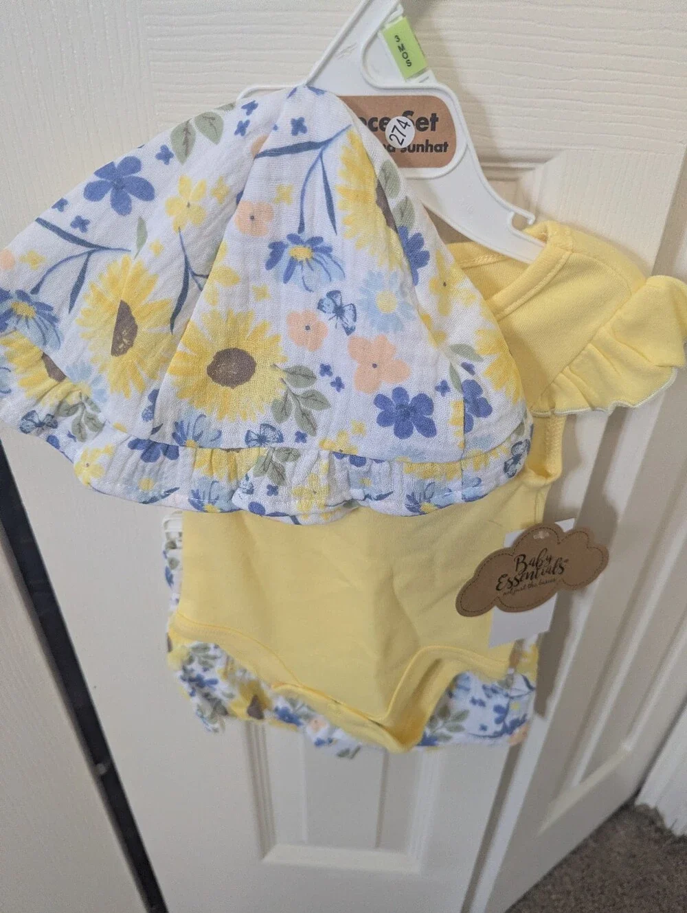Baby Essentials Yellow 'Mama's Bestie' Baby Onesie Set with Blue Text